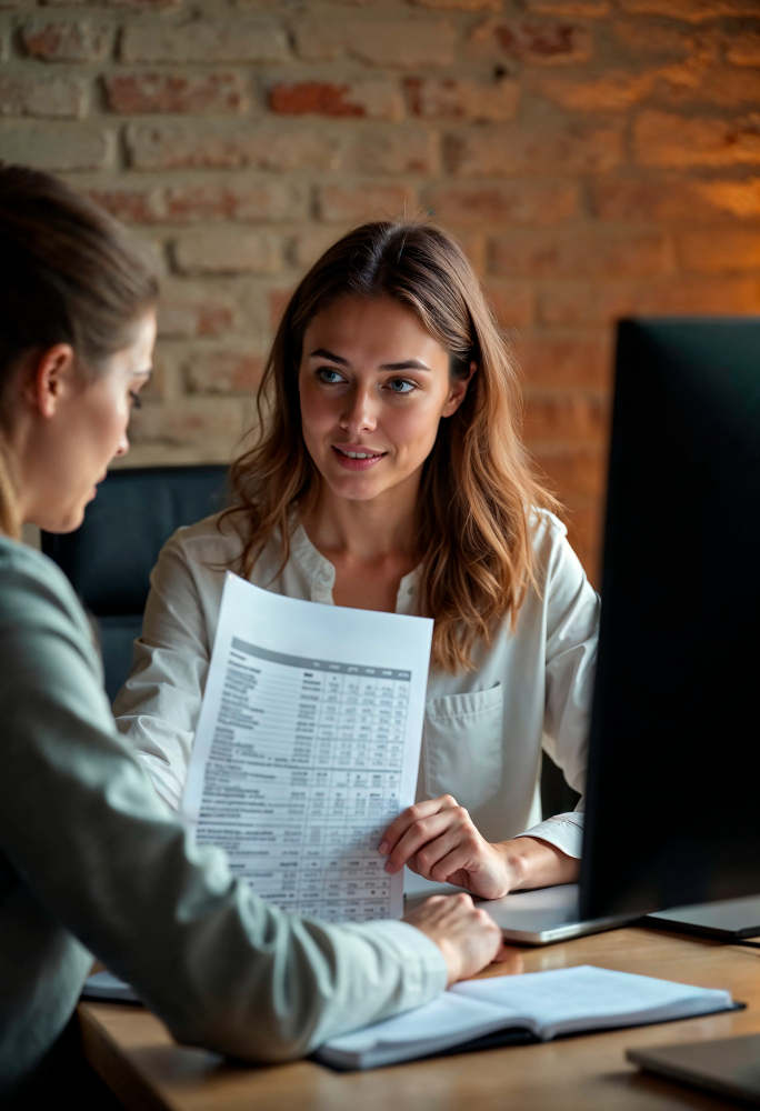 Client and consultant discussing purchase